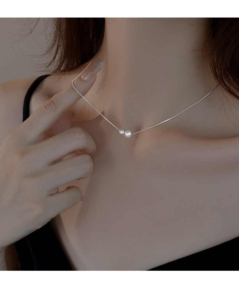 Two Pearl Necklace for Women Fashion Simple Light Luxury Niche Design