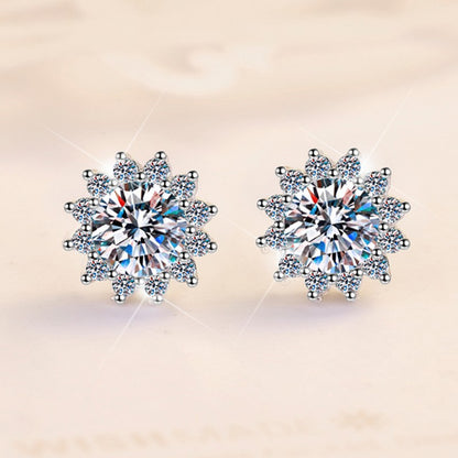 S925 Sterling Silver Earrings for Women Fashion Moissanite Earrings Sunflower Light Luxury Silver Jewelry