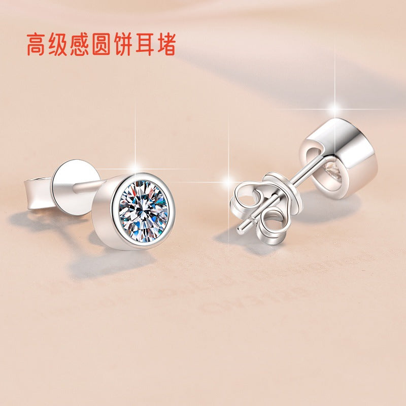 Small Bubble Earrings S925 Sterling Silver Earrings for Women Simple Fashion Encrusted Moissanite Earrings Jewelry