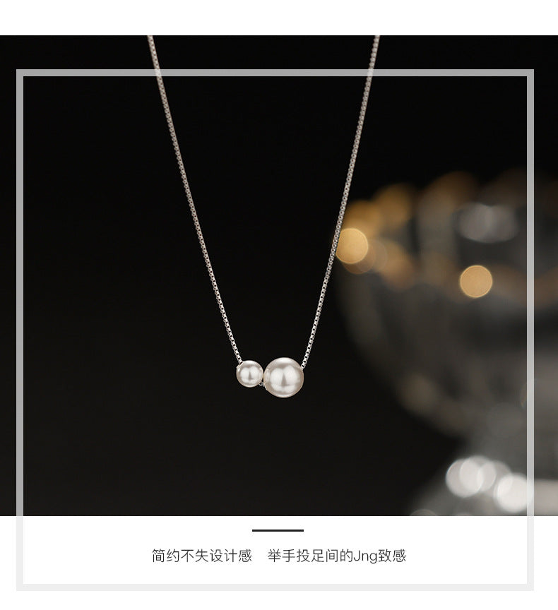 Two Pearl Necklace for Women Fashion Simple Light Luxury Niche Design