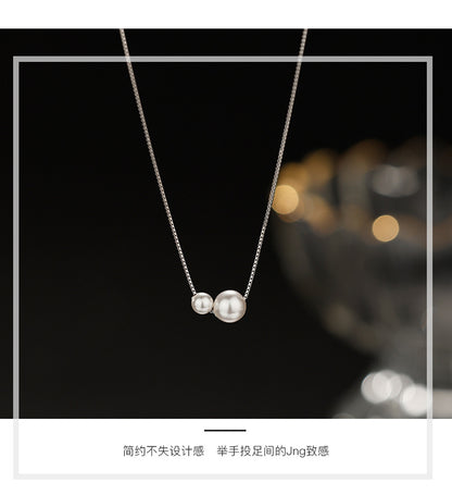 Two Pearl Necklace for Women Fashion Simple Light Luxury Niche Design