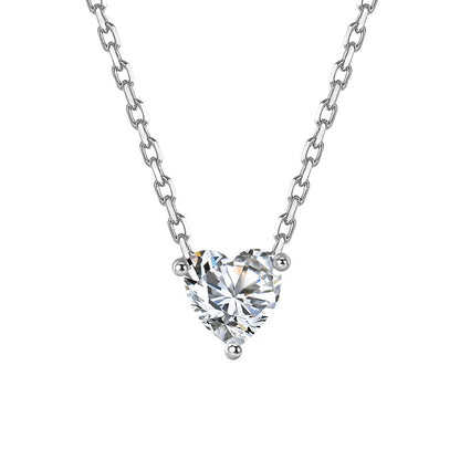 Single Diamond Heart Necklace for Women Student Hear