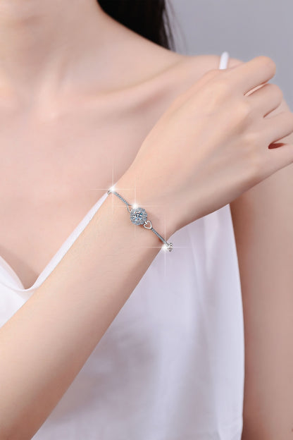 Moissanite Bracelet Adjustable Push-Pull Beads Round 1 Carat Fashion Light Luxury 925 Sterling Silver Bracelet for Women