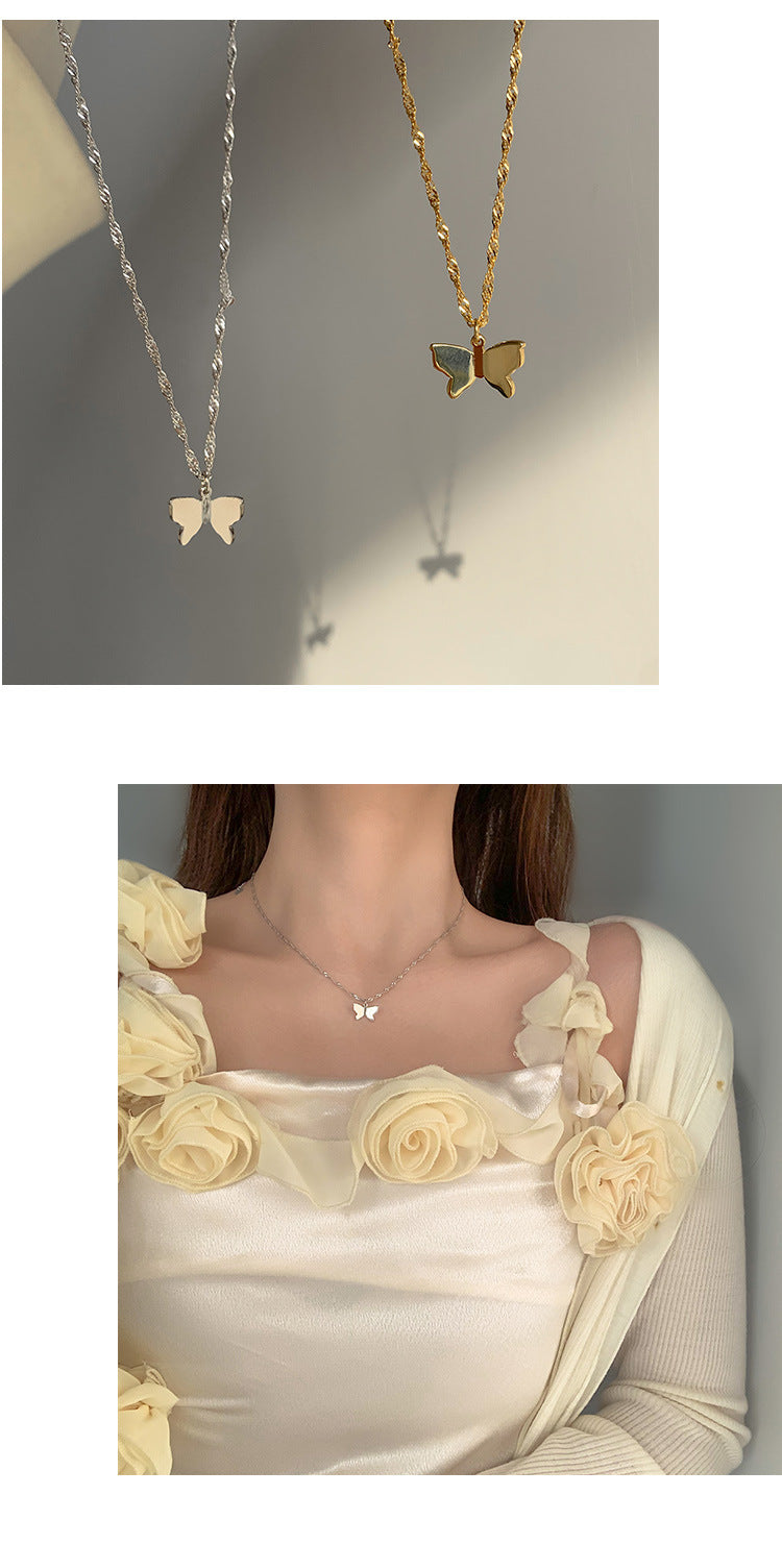 Woven Chain Butterfly Necklace Female Clavicle Chain Niche Design
