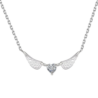 Angel Wings Heart-Shaped Necklace for Women