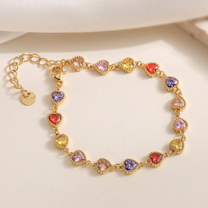 Niche High-End Versatile Fashionable Luxury Heart Zircon Stainless Steel Bracelet for Women