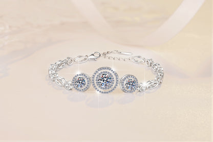 S925 Sterling Silver Women's Bracelet Round Fashion Cross-Border Source Manufacturer Wholesale Moissanite Bracelet GRA