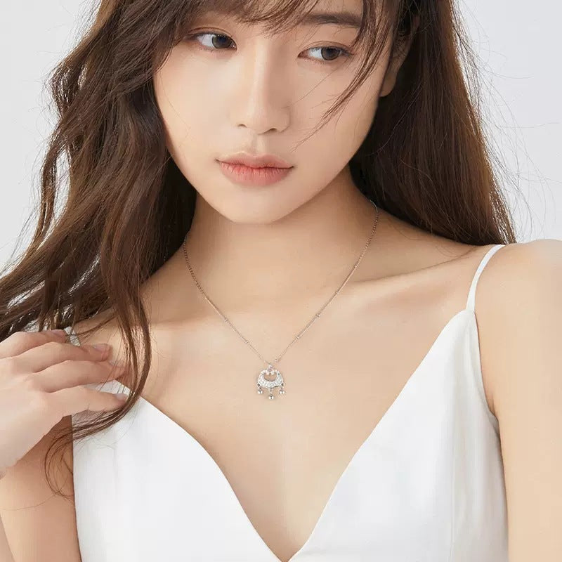 Full Diamond Bell Peace Lock Chain for Women