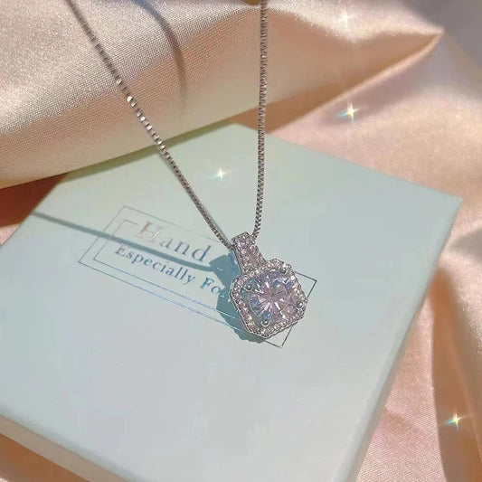 925 Sterling Silver Square Zircon Collar Set