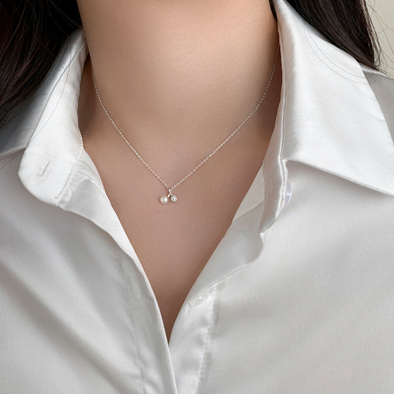 Korean Version Niche Design Small Cherry Pearl Necklace Women's