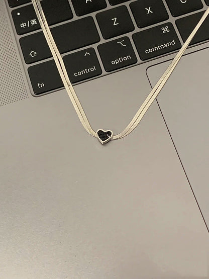 Dark Heart Double Layer Necklace for Women