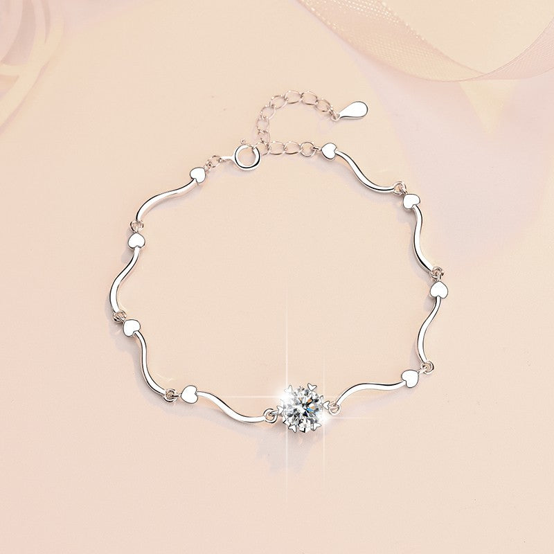 Manufacturer Wholesale S925 Sterling Silver Bracelet Snowflake Simple Women's Bracelet Fashion D Color 1 Carat Moissanite Jewelry Cross-Border