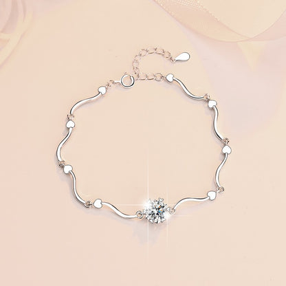 Manufacturer Wholesale S925 Sterling Silver Bracelet Snowflake Simple Women's Bracelet Fashion D Color 1 Carat Moissanite Jewelry Cross-Border
