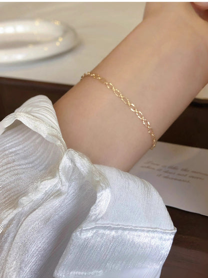 Plain Circle Sparkling Lace Pearl Bracelet for Women