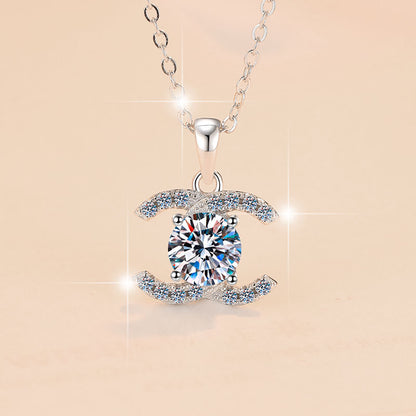 S925 Silver Moissanite Pendant Clavicle Chain Fashion Versatile Jewelry  High-End Pure Silver Necklace
