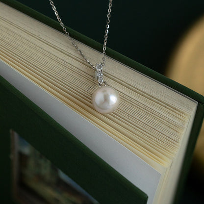 Long Strip Sparkling Diamond Pearl Necklace for Women