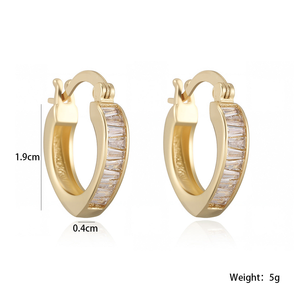 18K Gold Plated Copper Zircon Earrings for Women INS Internet Celebrity Personality Versatile Earrings New