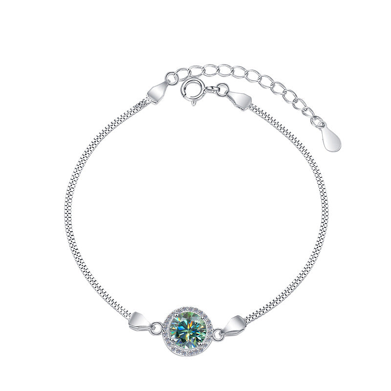Twelve Zodiac Birthstone Moissanite Jewelry S925 Sterling Silver Bracelet for Women