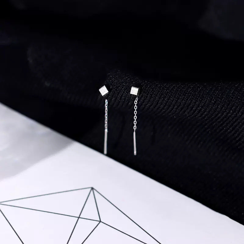 Tassel Square Thread Earrings for Women  Short Style