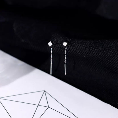 Tassel Square Thread Earrings for Women  Short Style