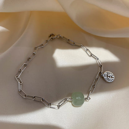 Transshipment Bead Jade Double Happiness Bracelet for Women