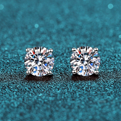Moissanite Earrings for Women 925 Sterling Silver Simple Four-Prong 18K Gold Plated Carat Diamond Jewelry