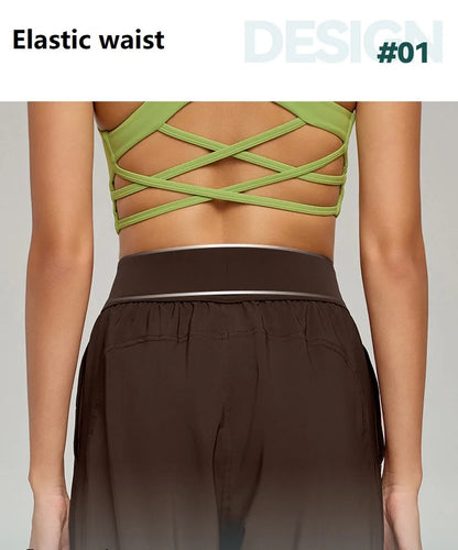 Spring Summer Straight Wide Leg Pants Women's High Waist Slimming Sports Trousers Breathable Draping Loose Casual Yoga Pants