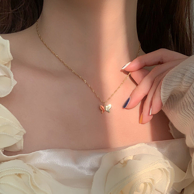 Woven Chain Butterfly Necklace Female Clavicle Chain Niche Design