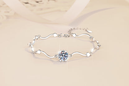 Manufacturer Wholesale S925 Sterling Silver Bracelet Snowflake Simple Women's Bracelet Fashion D Color 1 Carat Moissanite Jewelry Cross-Border