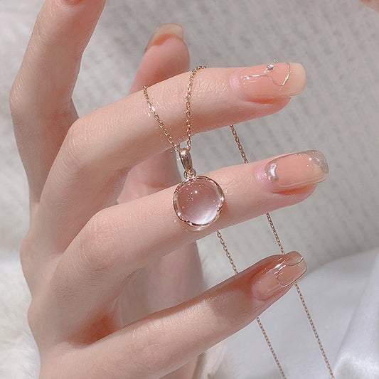 Cherry Blossom Pink Crystal Necklace for Women