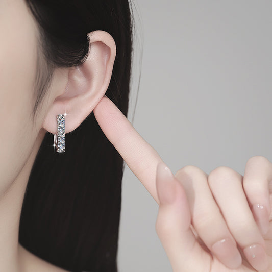 Two-tone Cross Earrings S925 Sterling Silver Light Luxury Fashion European and American Cross-border Personality Minimalist Style Moissanite Earrings