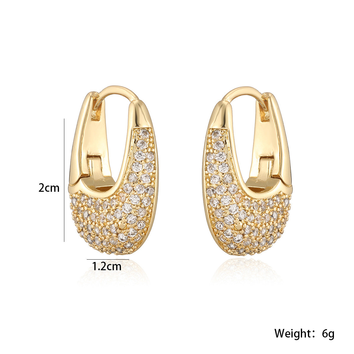 18K Gold Plated Copper Zircon Earrings for Women INS Internet Celebrity Personality Versatile Earrings New