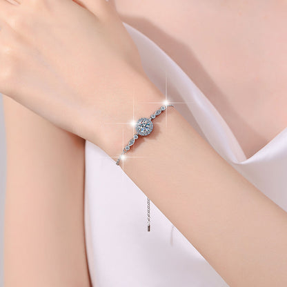 S925 Sterling Silver Bracelet Manufacturer Women's Korean Style Jewelry 1 Carat GRA Certificate Moissanite Bracelet