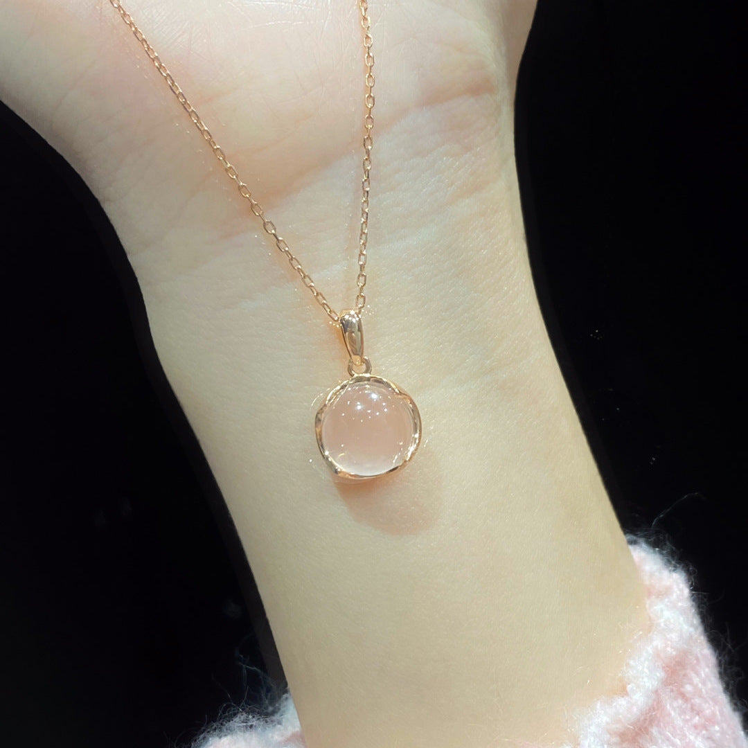 Cherry Blossom Pink Crystal Necklace for Women