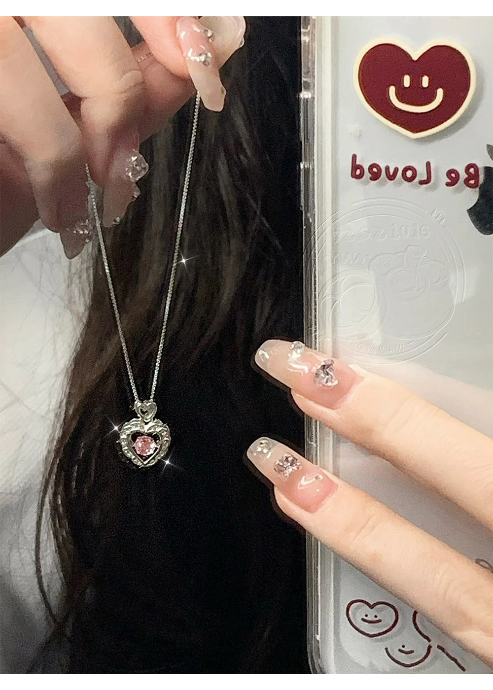 Smart Pink Diamond Heart Necklace for Women Wholesale