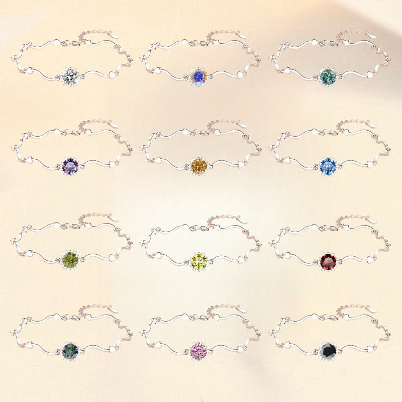 Korean Fashion Moissanite Jewelry Snowflake D Color 1 Carat Hand Jewelry S925 Sterling Silver Bracelet for Women