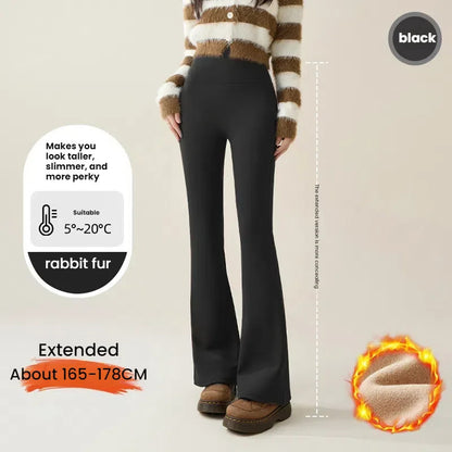 High Waist Flare Leggings Women Winter Fleece Lined Tummy Control Butt Lift Yoga Pants Stretchy Casual Bootcut Palazzo Trousers