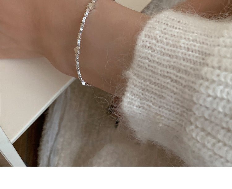 Broken Silver Five-Pointed Star Bracelet for Women Fashionable