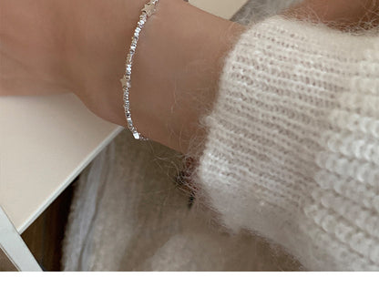 Broken Silver Five-Pointed Star Bracelet for Women Fashionable