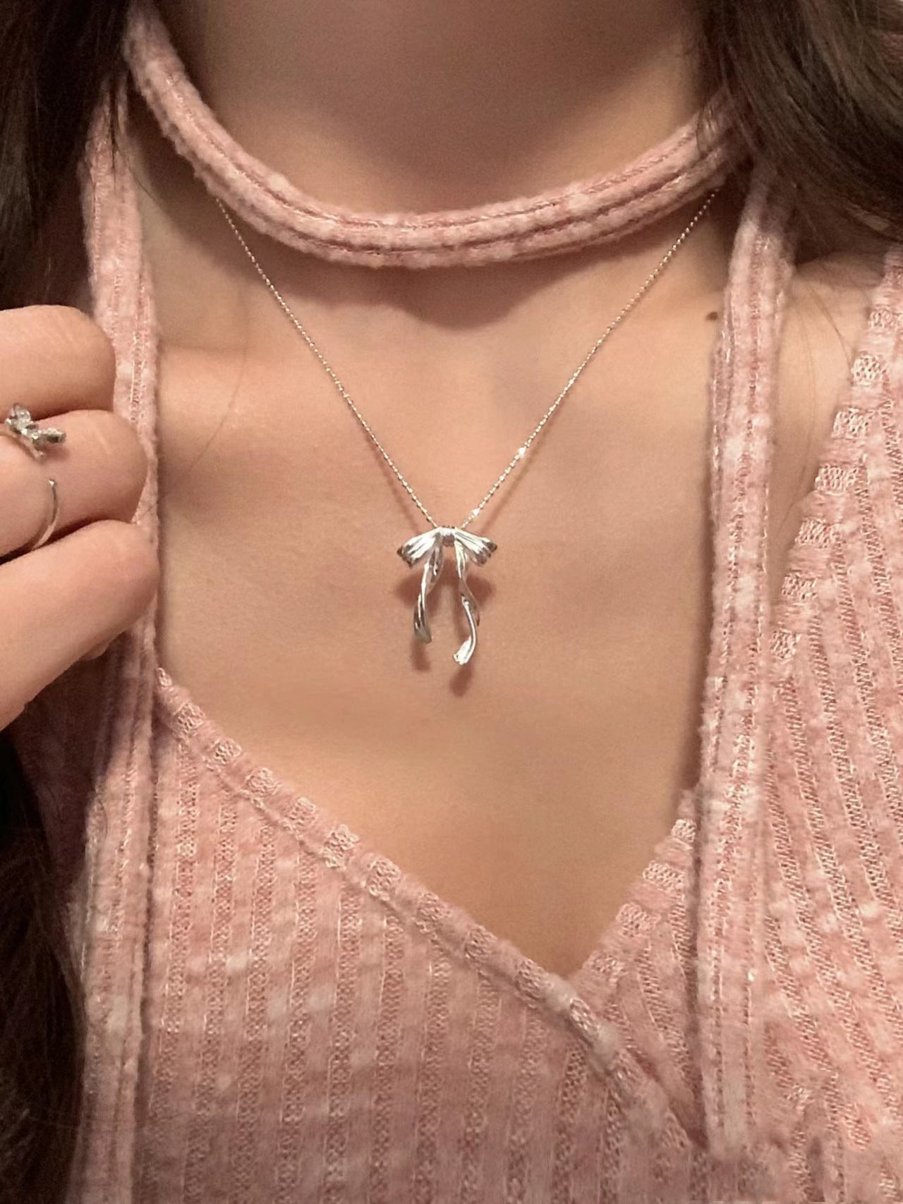 Ballet Style Bow Necklace for Women Fashion Niche Design