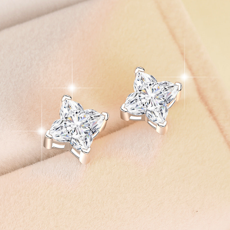 Four-leaf Clover Earrings High-end Sense of Flower-shaped Irregular lv Star Moissanite Earrings s925 Sterling Silver Ear Jewelry