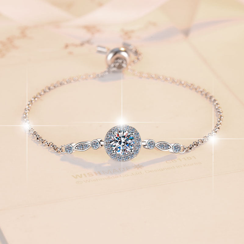 S925 Sterling Silver Bracelet Manufacturer Women's Korean Style Jewelry 1 Carat GRA Certificate Moissanite Bracelet