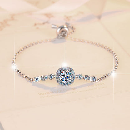 S925 Sterling Silver Bracelet Manufacturer Women's Korean Style Jewelry 1 Carat GRA Certificate Moissanite Bracelet