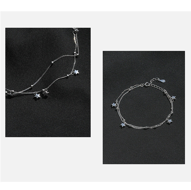 Five-Pointed Star Round Bead Double-Layer Bracelet Jewelry
