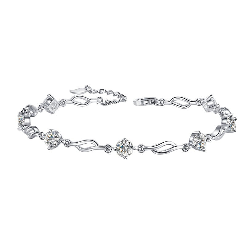 Korean Version Moissanite Bracelet Jewelry for Women Exquisite Light Luxury Bracelet Cross-Border Live Streaming s925Sterling Silver Ornament
