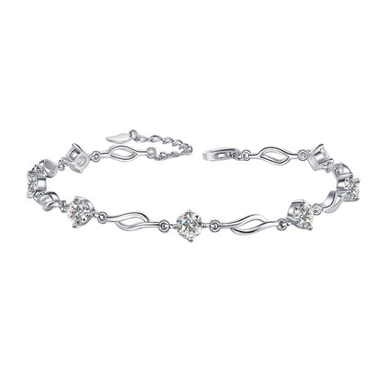 Korean Version Moissanite Bracelet Jewelry for Women Exquisite Light Luxury Bracelet Cross-Border Live Streaming s925Sterling Silver Ornament