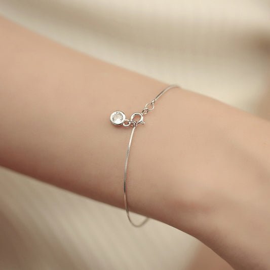 Single Diamond Snake Bone Bracelet for Women Fashion Simple Ins Style