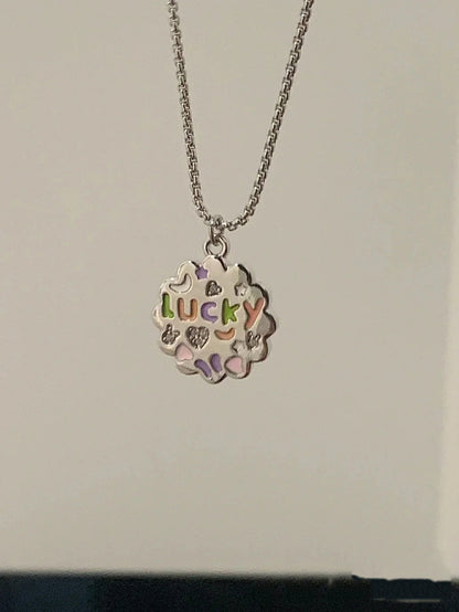 Lucky Flower Letter Lucky Necklace for Women Chain Pendant Wholesale