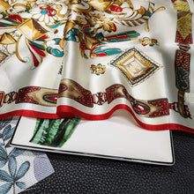 Load image into Gallery viewer, Square Scarf 14mm 53cm Twill Silk Scarf Elegant Flower Scarves JXZS53YJD64A
