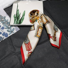 Load image into Gallery viewer, Square Scarf 14mm 53cm Twill Silk Scarf Elegant Flower Scarves JXZS53YJD64A
